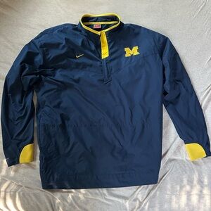 Michigan Nike Blue and Yellow Quarter-Zip Pullover